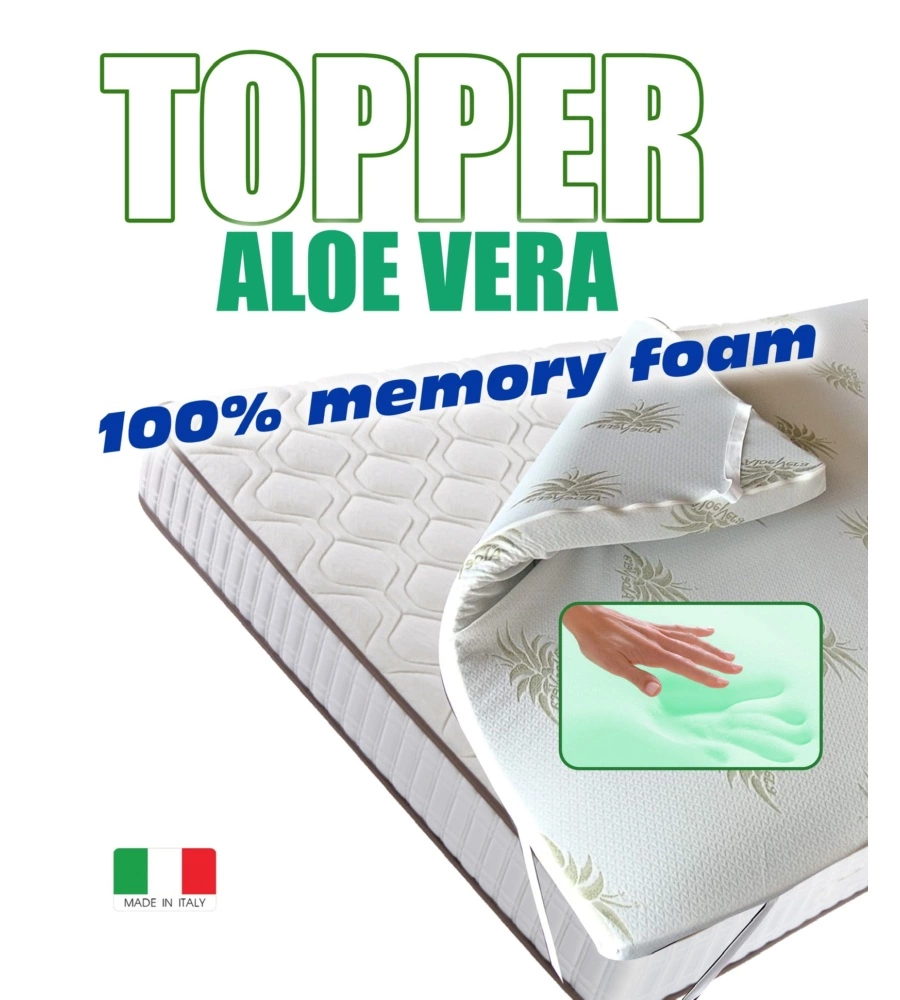 Topper matrimoniale in memory foam con aloe 160x190 cm